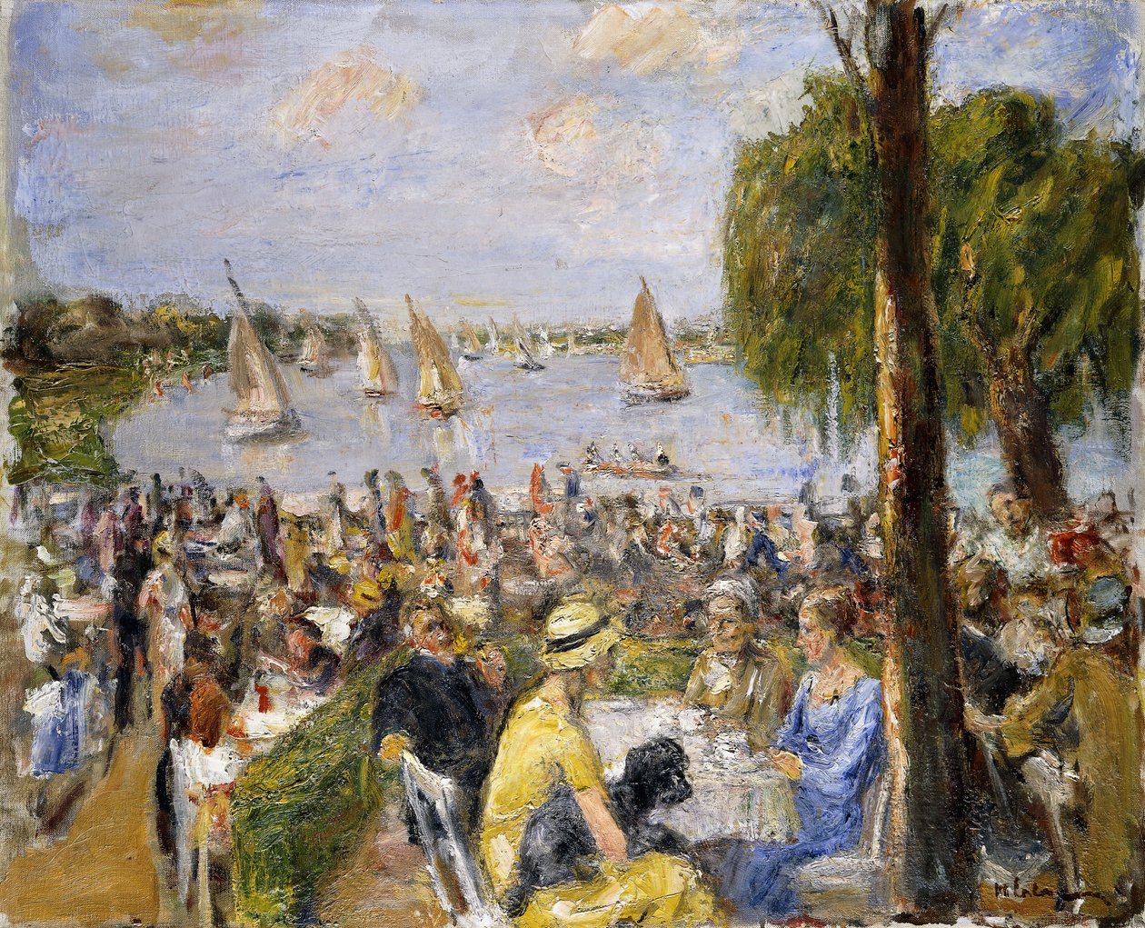 Garden Cafe a Wannsee mellett; kerti kávézó Wannsee-ben, alkotó: Max Liebermann