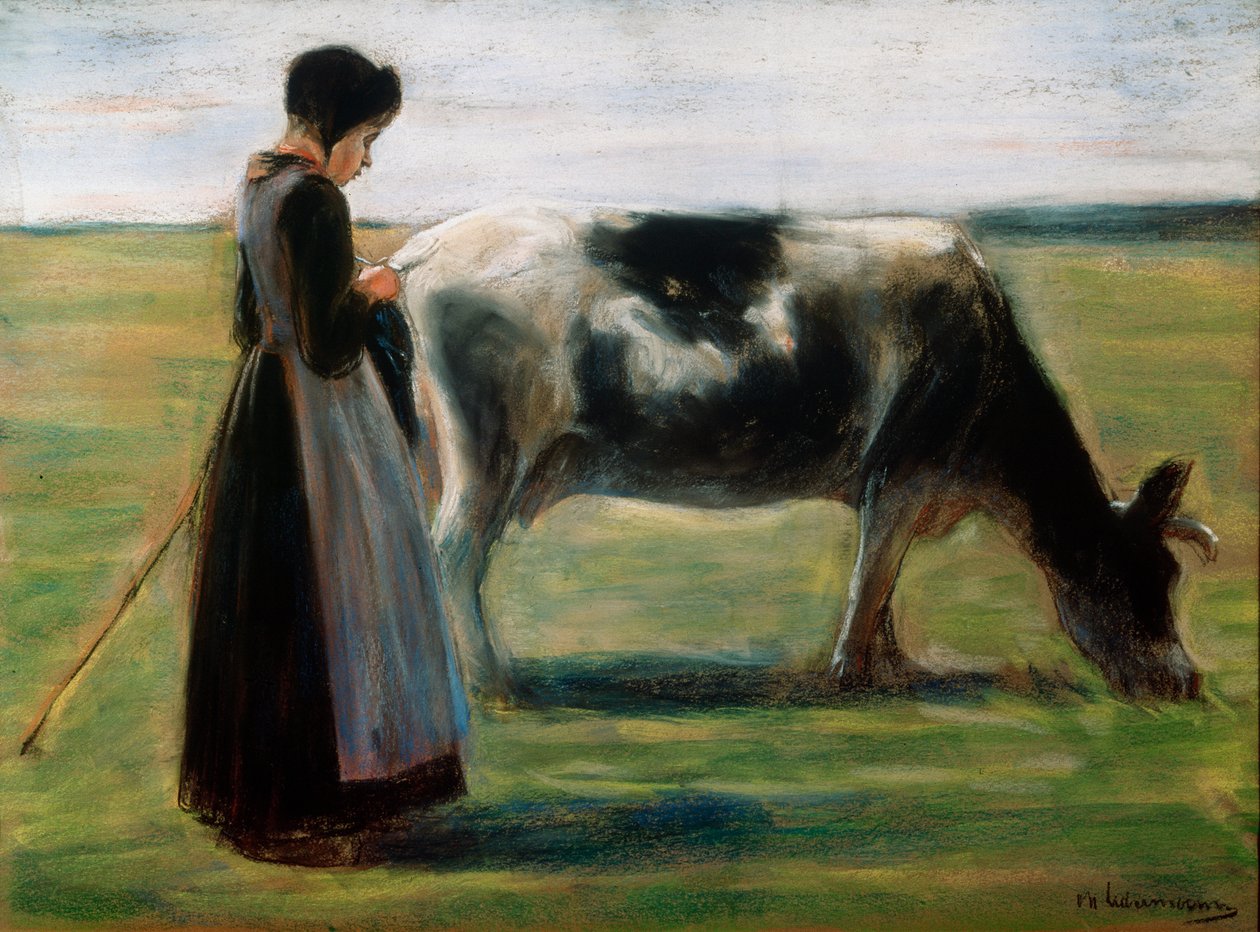 Lány tehénnel, 19. század alkotó: Max Liebermann