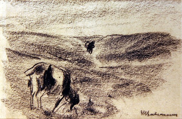 Kecskerágás, 1890 körül (grafit papíron) alkotó: Max Liebermann
