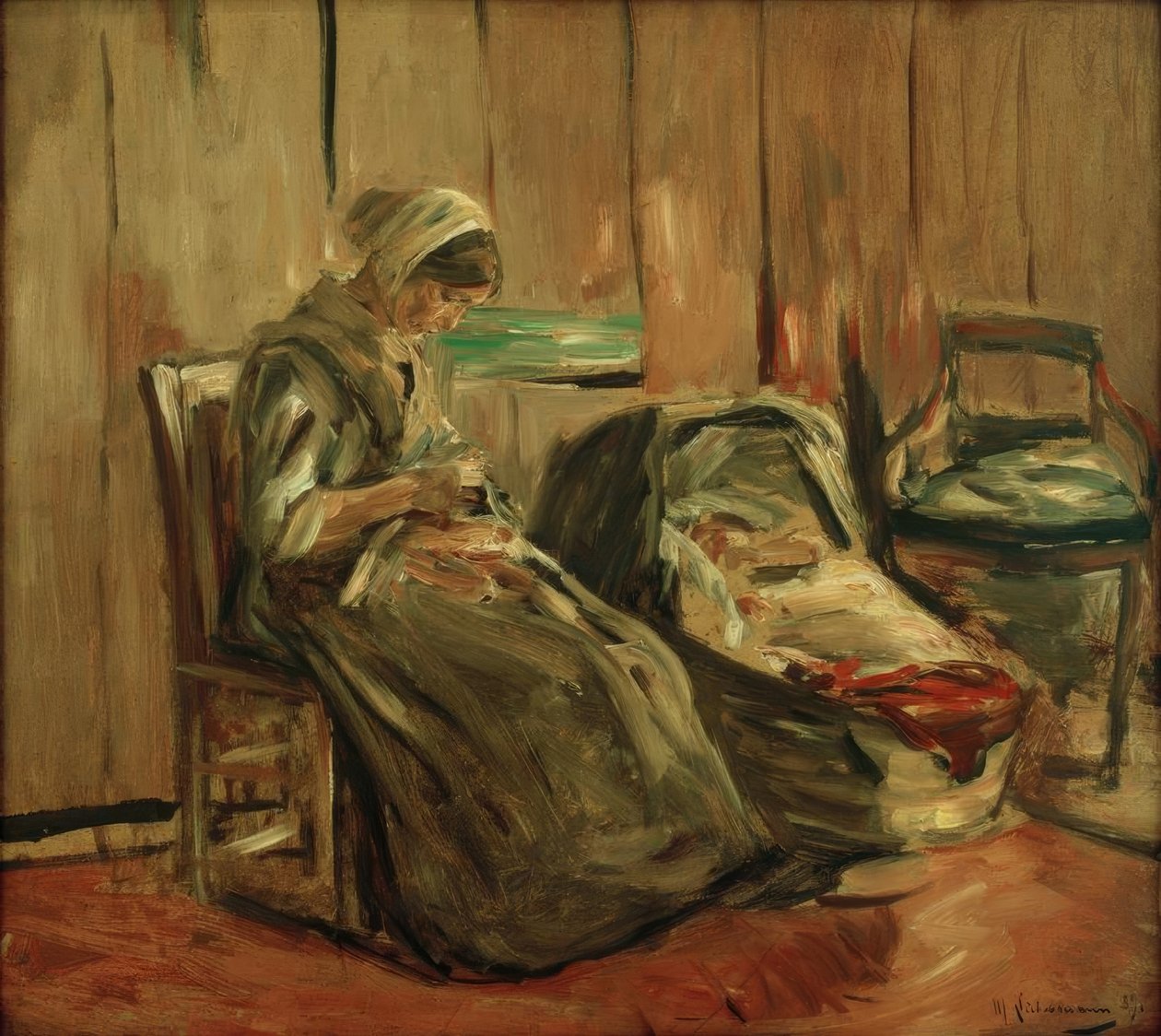 Belső egy varrónővel alkotó: Max Liebermann