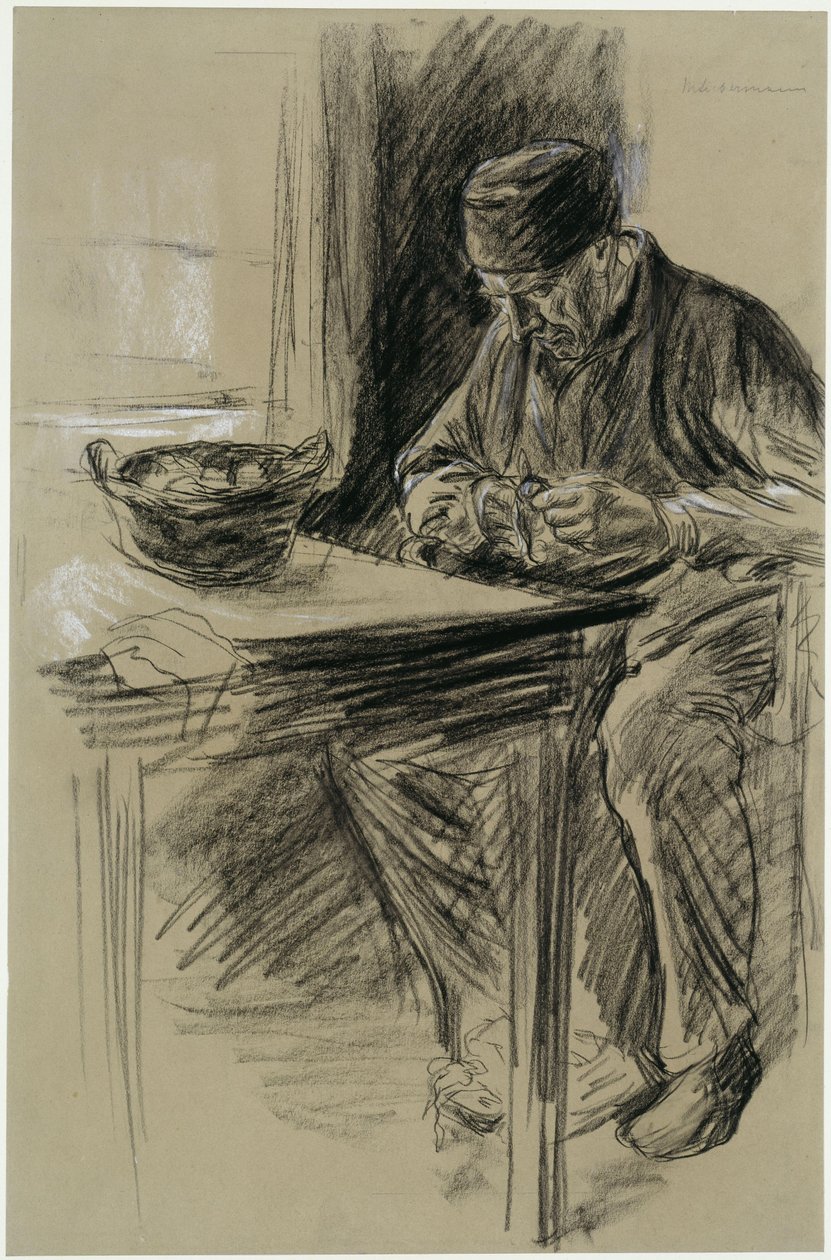 Egy idős férfi burgonyát hámoz Larenben alkotó: Max Liebermann