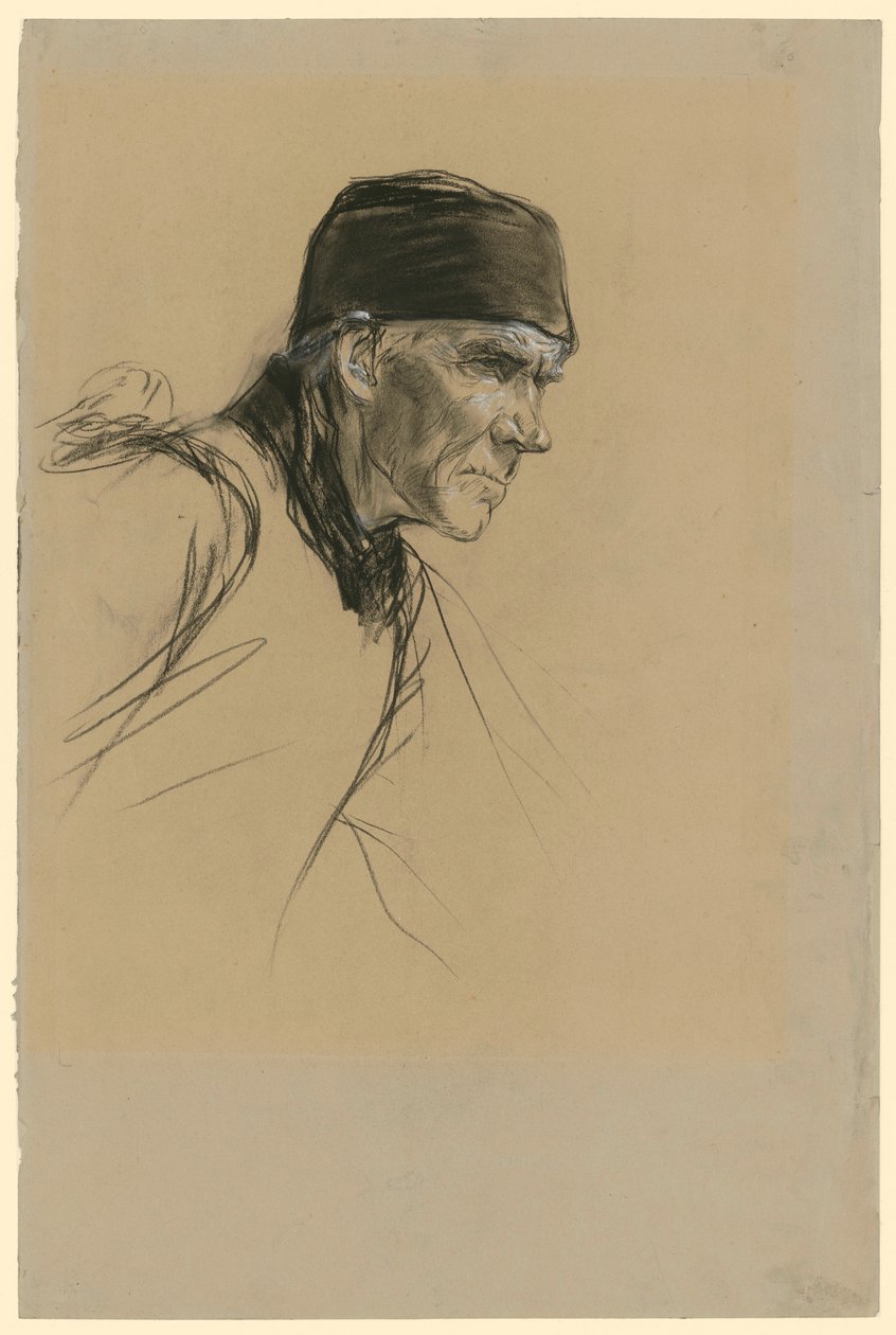 Egy holland paraszt feje (vázlat a „Sétáló paraszt” című festményhez) alkotó: Max Liebermann