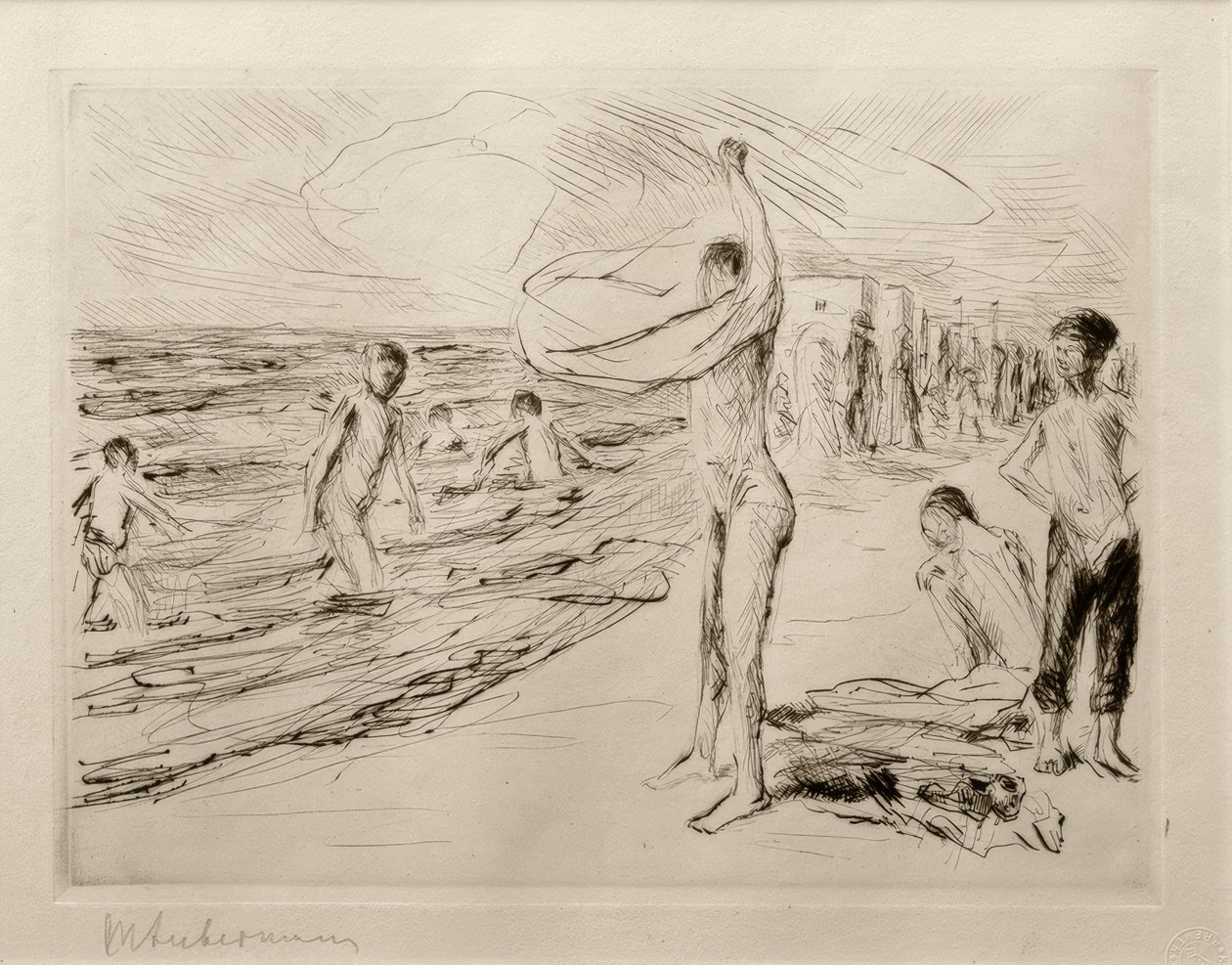 M.Liebermann, szélben fürdő fiúk alkotó: Max Liebermann