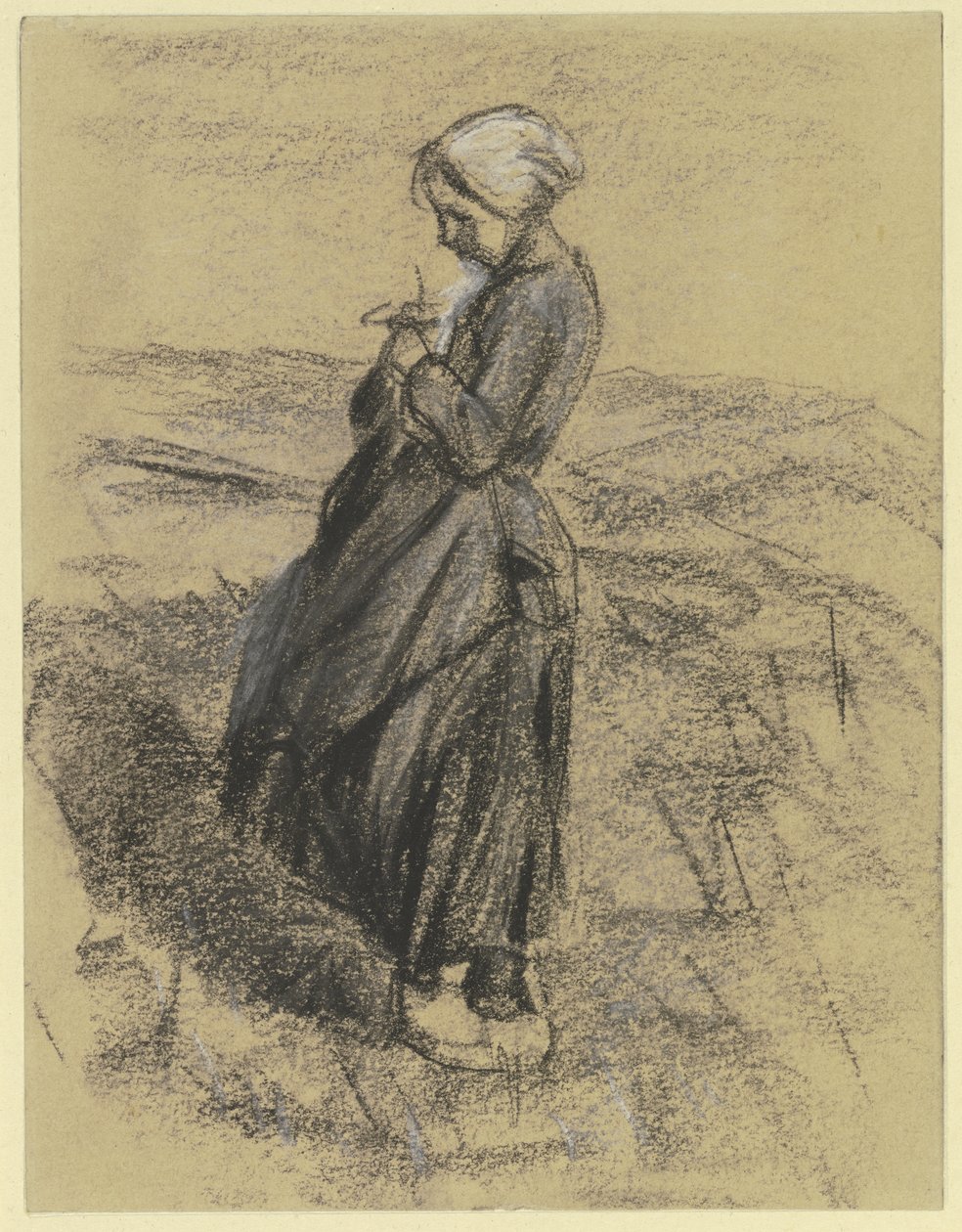 Kötögető lány a mezőn alkotó: Max Liebermann