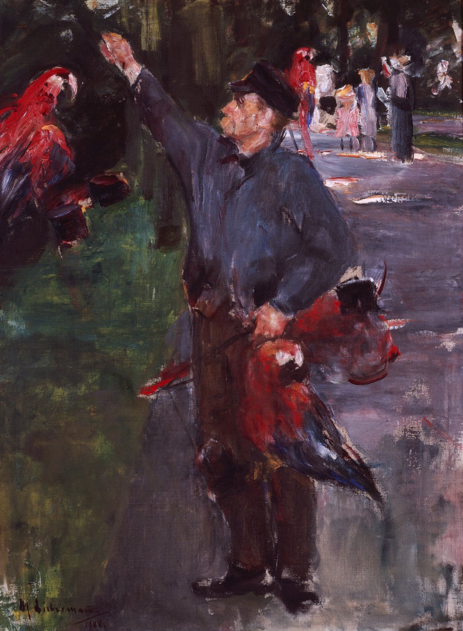 Férfi papagájokkal (olaj, vászon) alkotó: Max Liebermann
