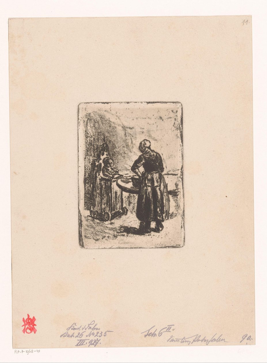 Anya és gyermeke az asztalnál alkotó: Max Liebermann
