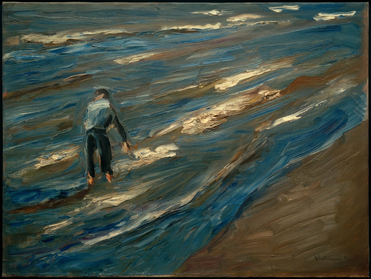 Kagylóhalászok a tengerparton - kék tenger alkotó: Max Liebermann