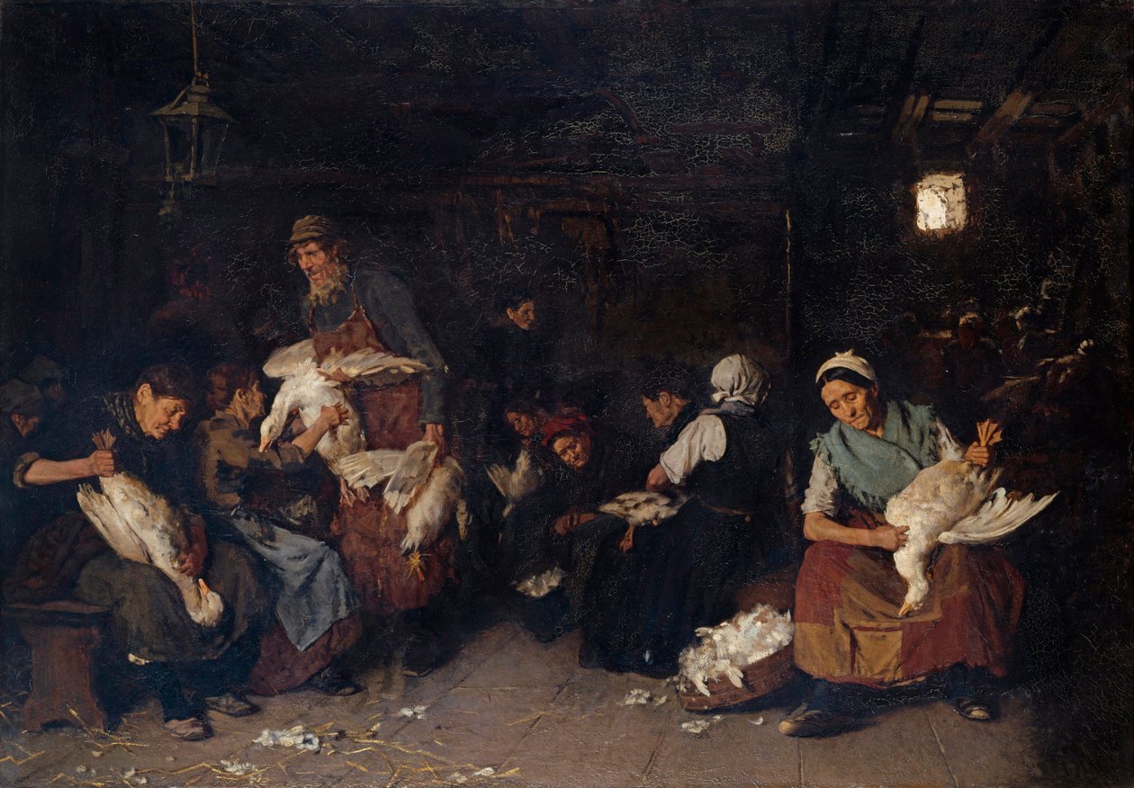 ""Paysannes plumant des oies"" (Libatépő nők) Max Liebermann festménye (1847-1935) Olaj, vászon 1872 Méret 119,5x170 cm Állami Múzeumok, Berlin alkotó: Max Liebermann