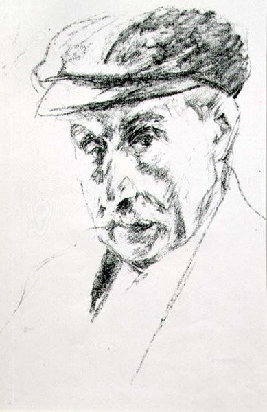 Egy sapkás férfi portréja, esetleg önarckép, 1923 után (litho) alkotó: Max Liebermann
