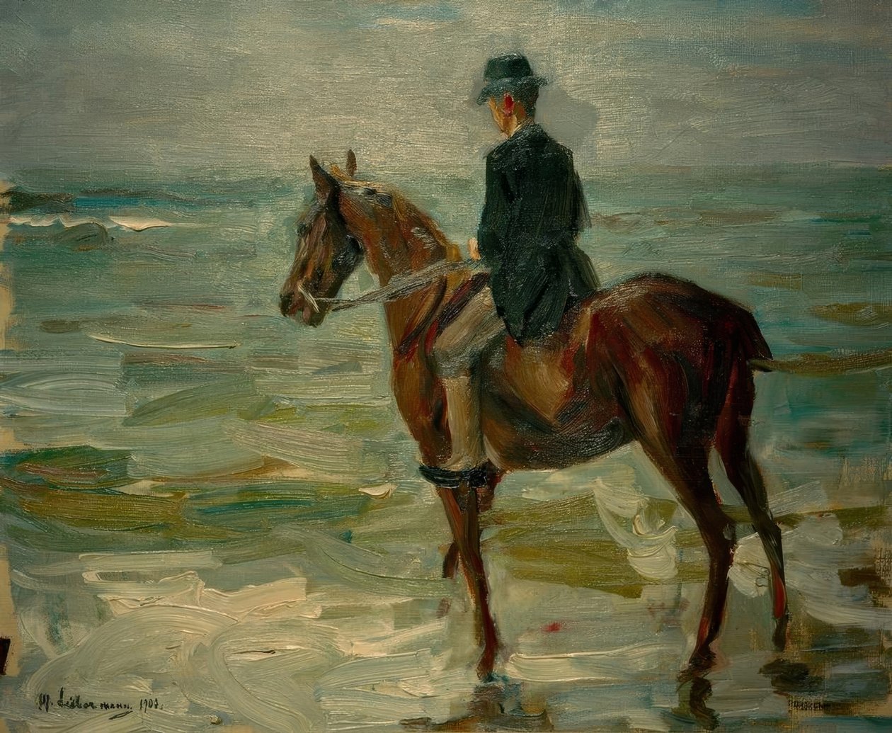 Lovas a tengernél balra alkotó: Max Liebermann