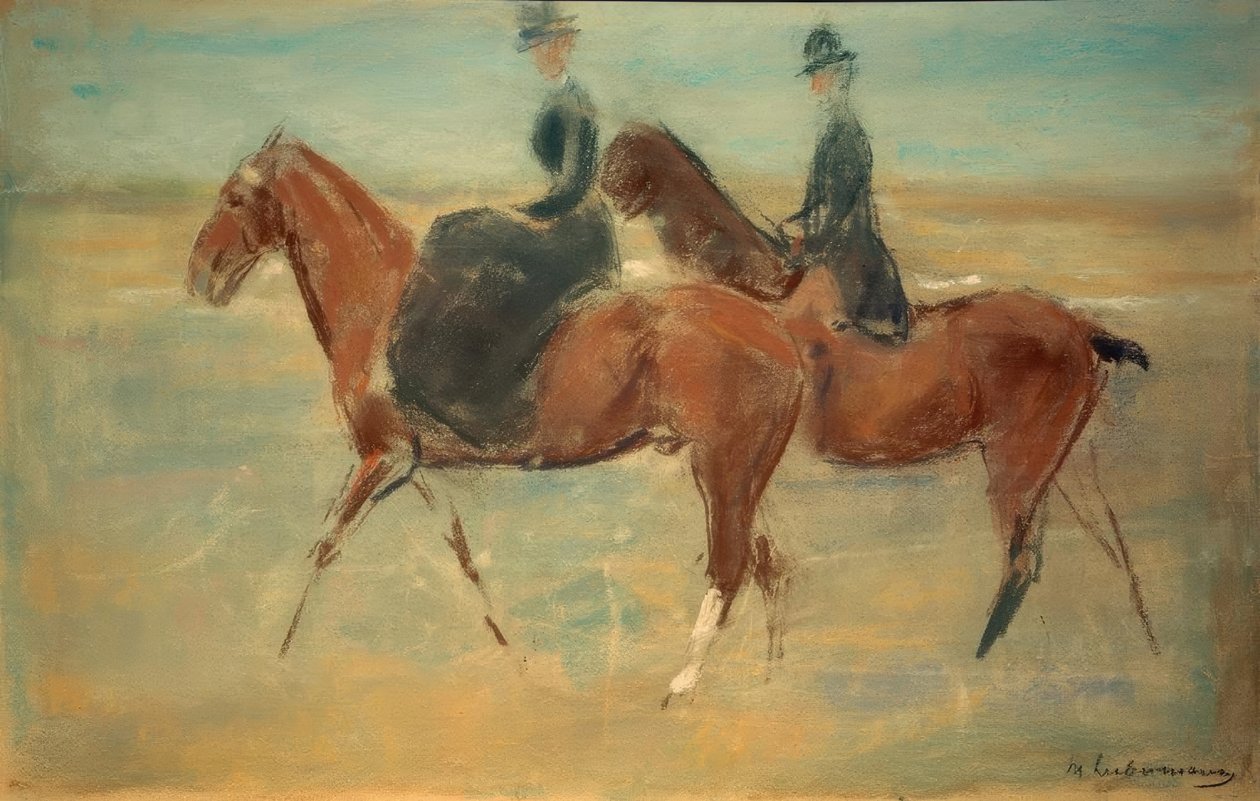 Lovas és lovas a tenger mellett alkotó: Max Liebermann