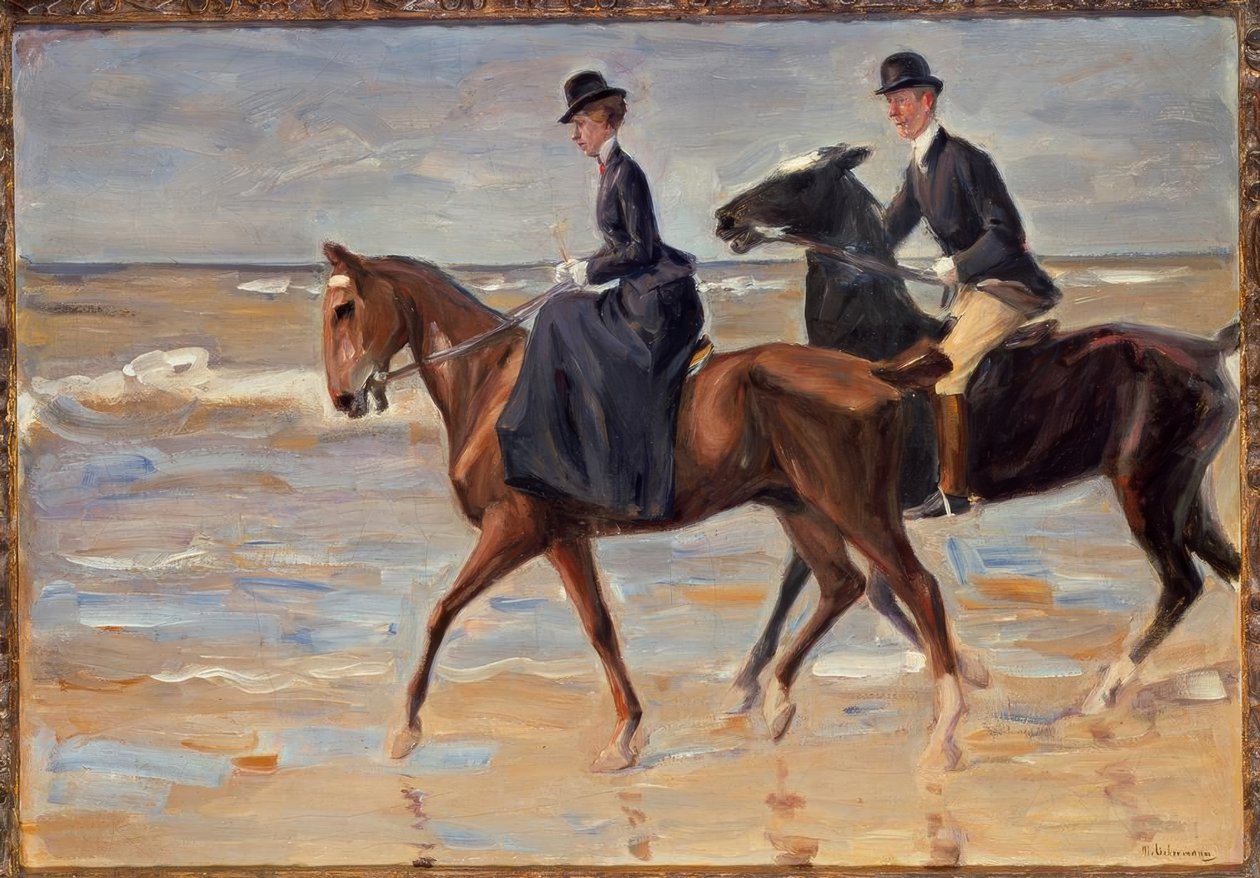 Lovas és lovas a tengerparton alkotó: Max Liebermann