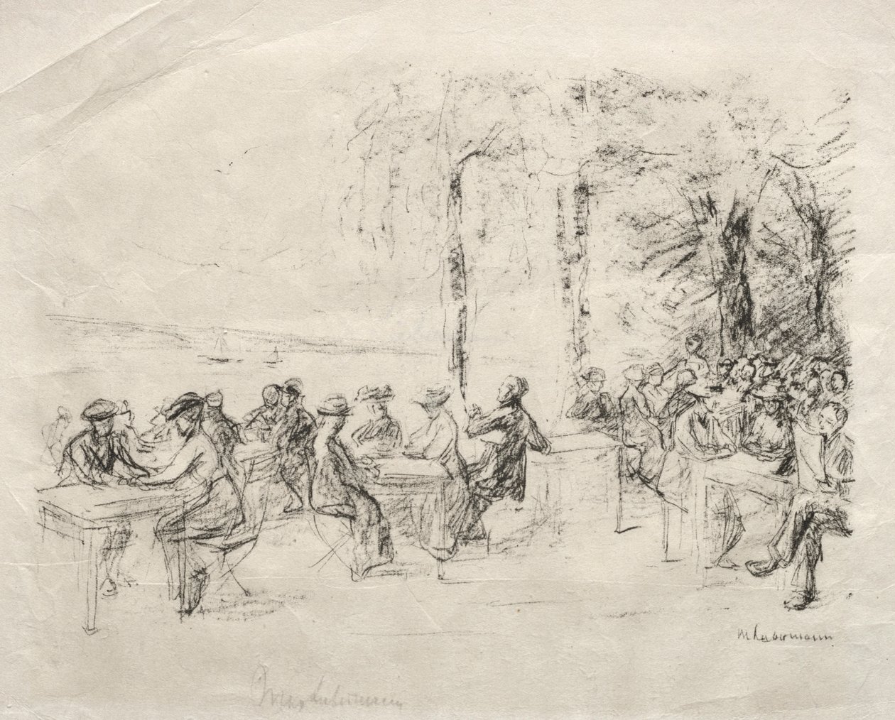 Vízparti étterem. alkotó: Max Liebermann