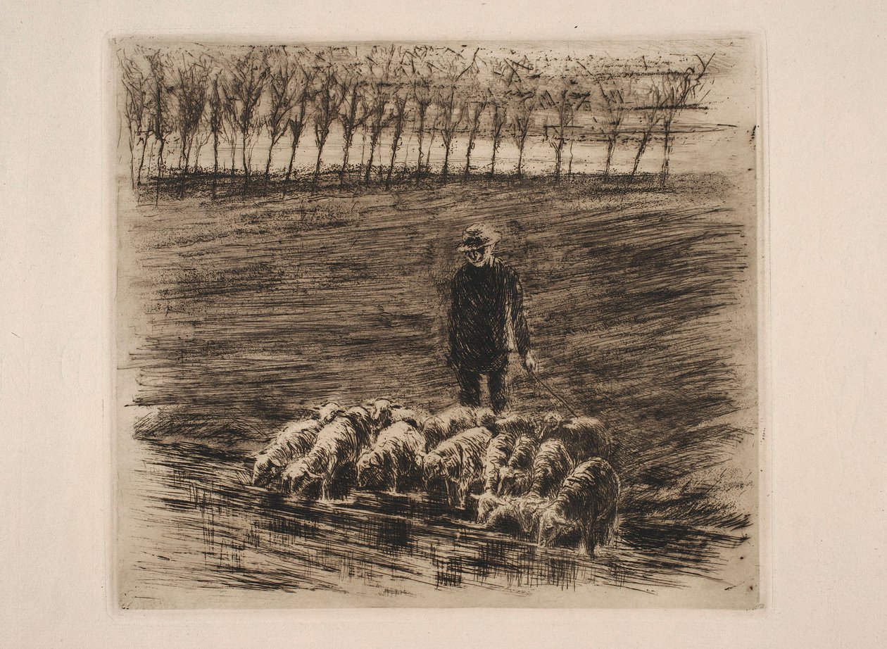 Juhnyáj az itatóhelynél alkotó: Max Liebermann