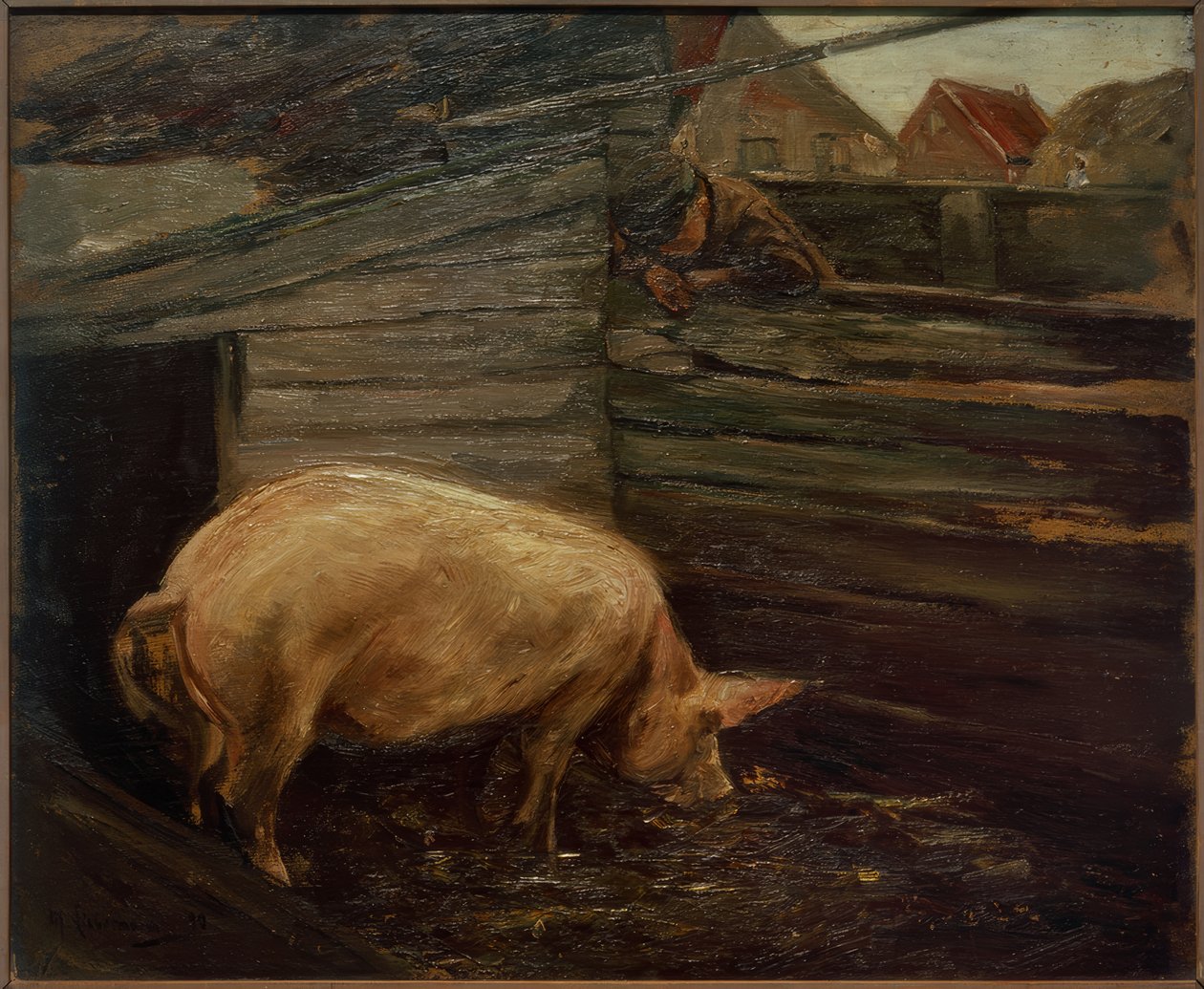 Disznótorok tanyasi fiúkkal alkotó: Max Liebermann