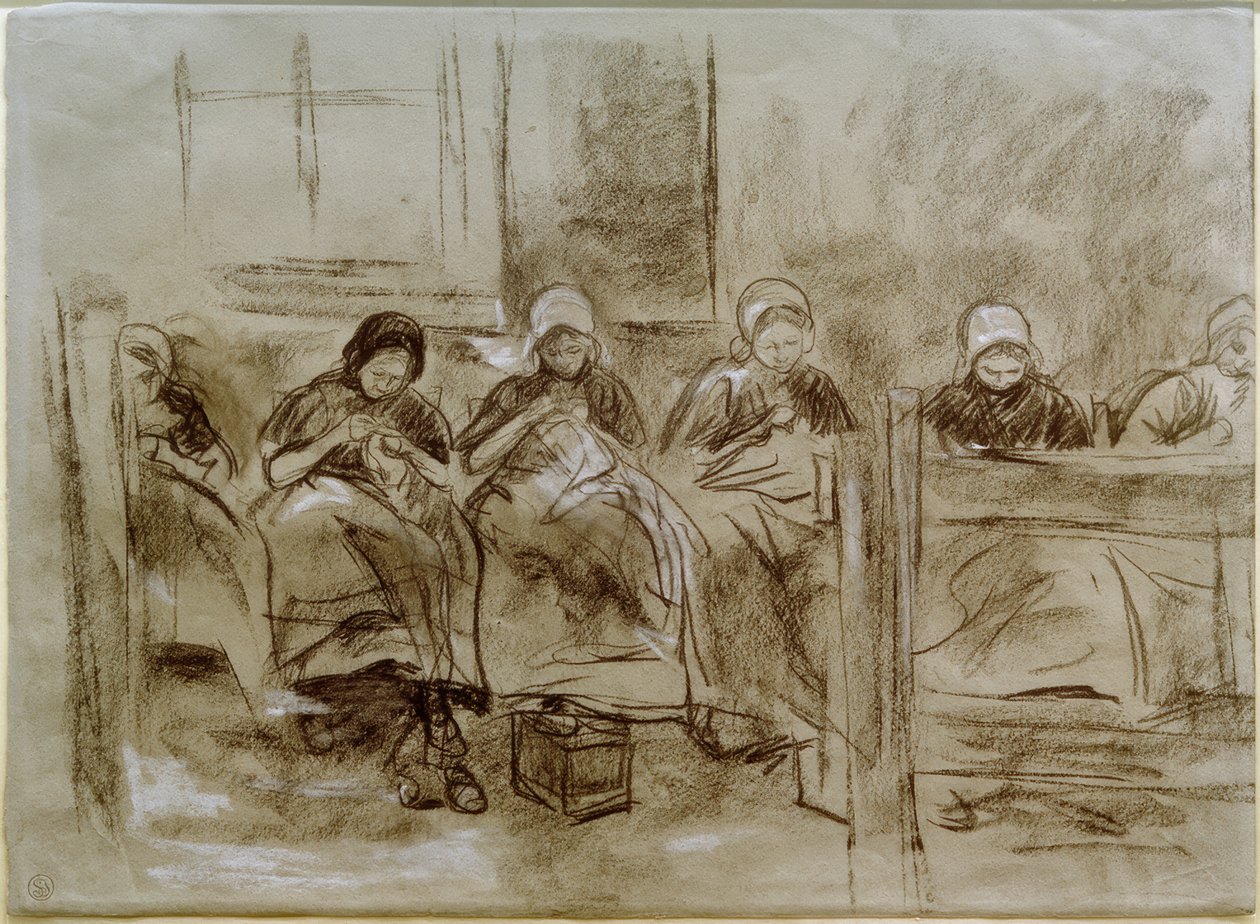Hat varró holland lány egy házfal előtt alkotó: Max Liebermann