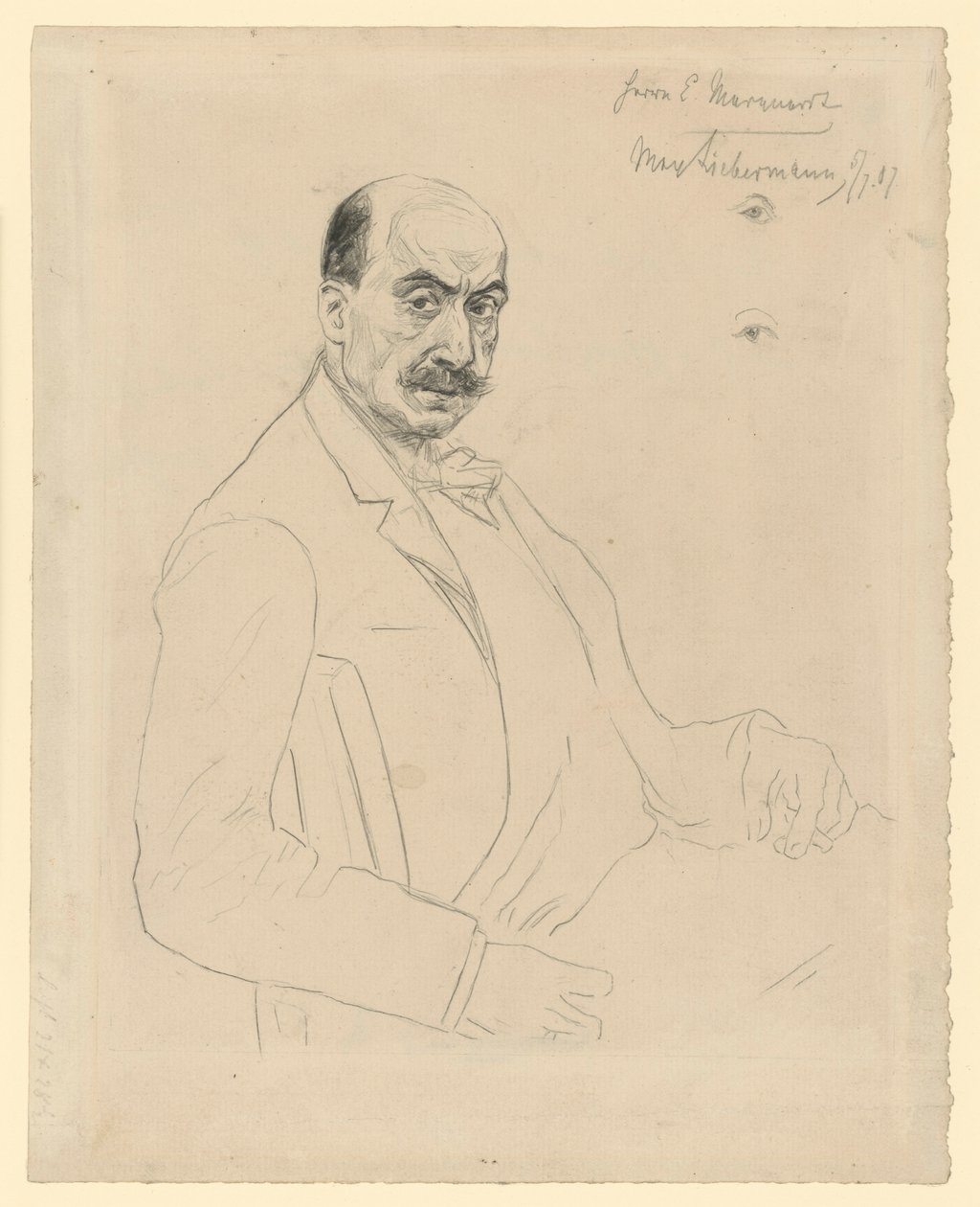 Önarckép (köztes tanulmány a Schiefler 60. számú rézkarc készítése közben) alkotó: Max Liebermann
