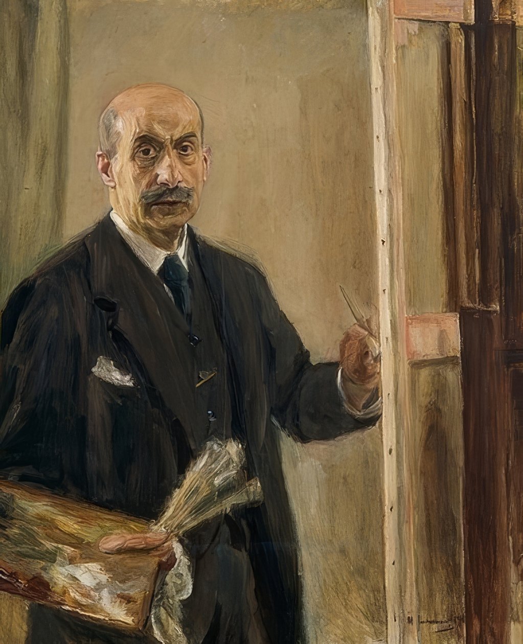 Önarckép a festőállványon. 1916 alkotó: Max Liebermann