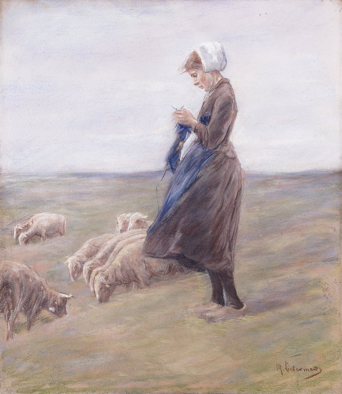 Pásztorlány; Schafhirtin, 1887 alkotó: Max Liebermann