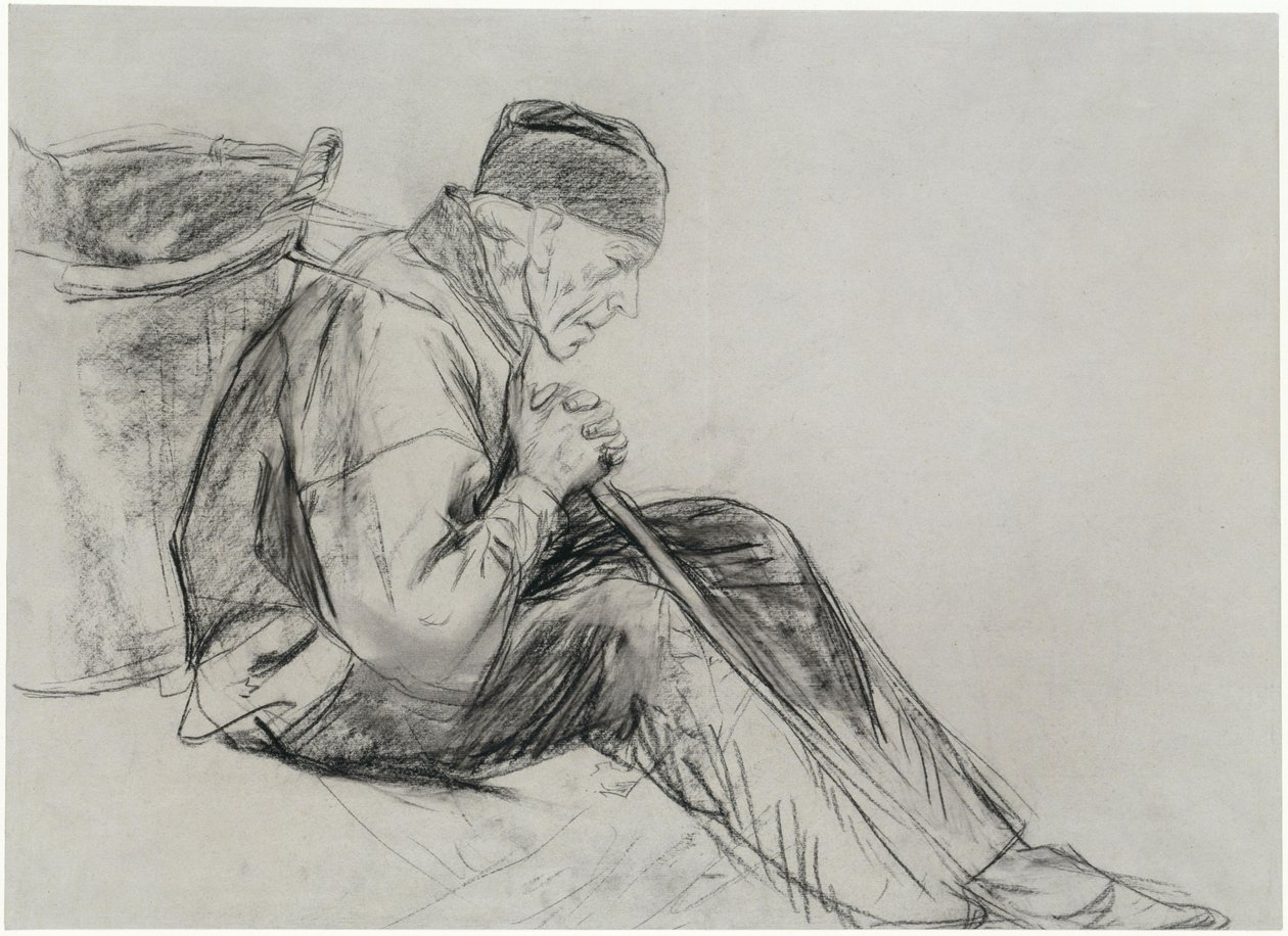 Ülő paraszt profilból alkotó: Max Liebermann