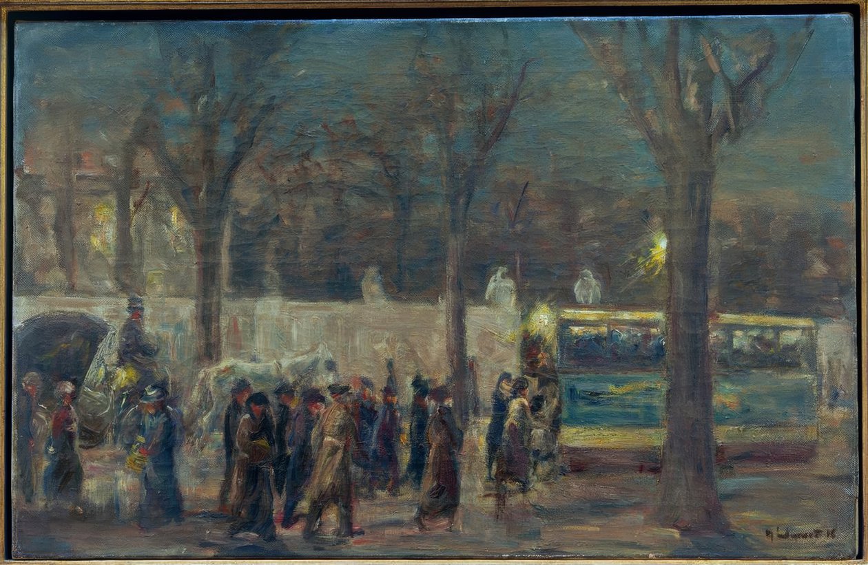 Utcai jelenet a Brandenburgi kapunál (este Brandenburgban ..) alkotó: Max Liebermann