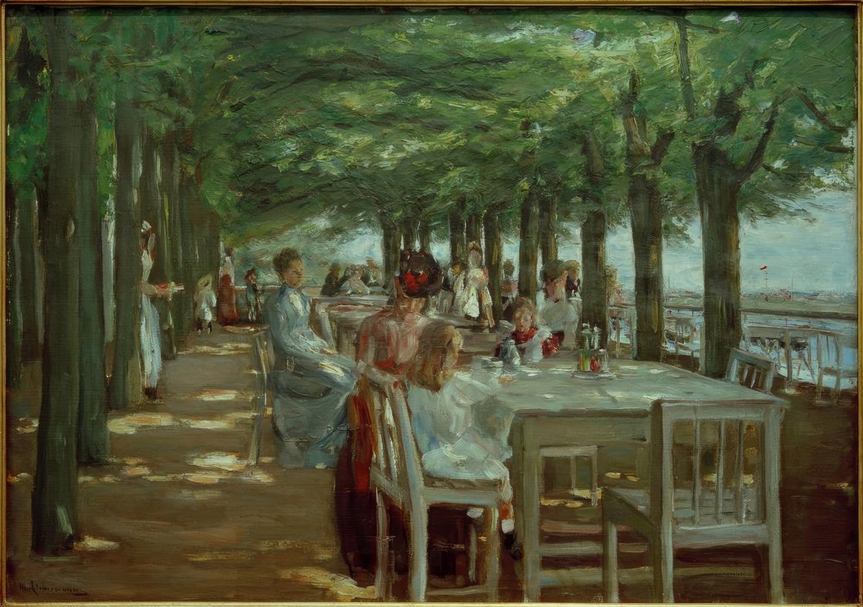 Terasz a Jacob étteremben Nienstedtenben, az Elba partján alkotó: Max Liebermann
