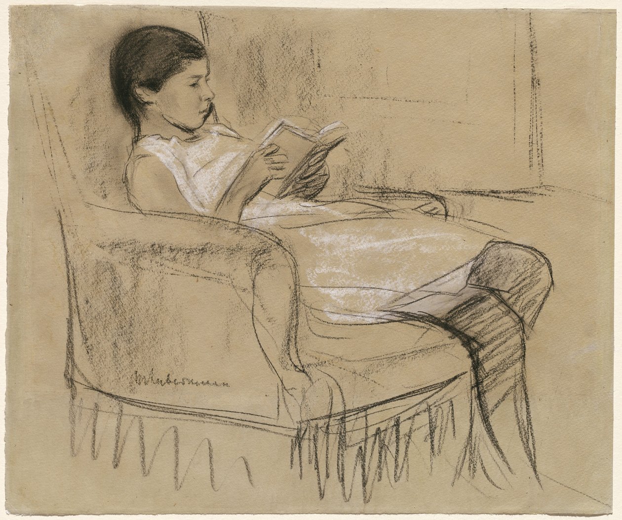 A művész lánya, Käthe egy székben olvas alkotó: Max Liebermann