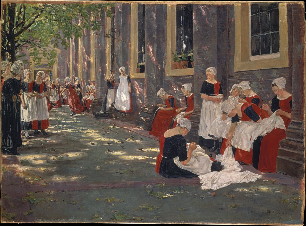 Az amszterdami árvaház udvara: Szabadidő az amszterdami árvaházban alkotó: Max Liebermann