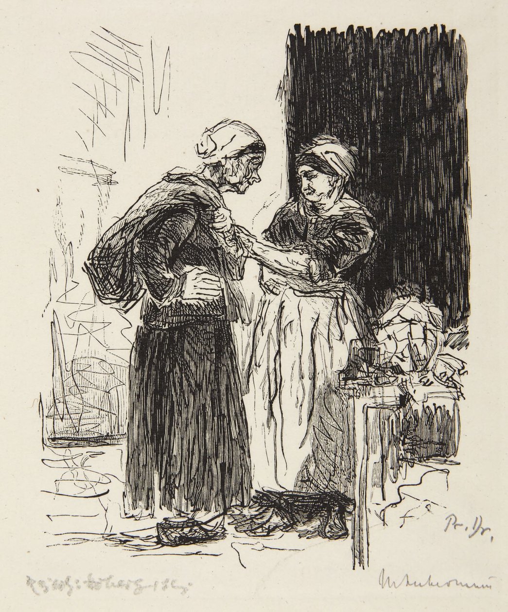 Két beszélgető nő alkotó: Max Liebermann