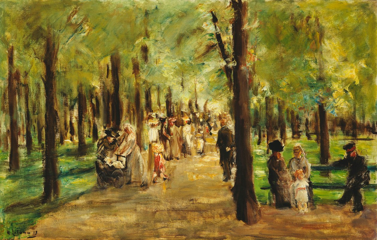 Sétálók a Tiergartenben; Sétálók a Tiergartenben, 1918 alkotó: Max Liebermann
