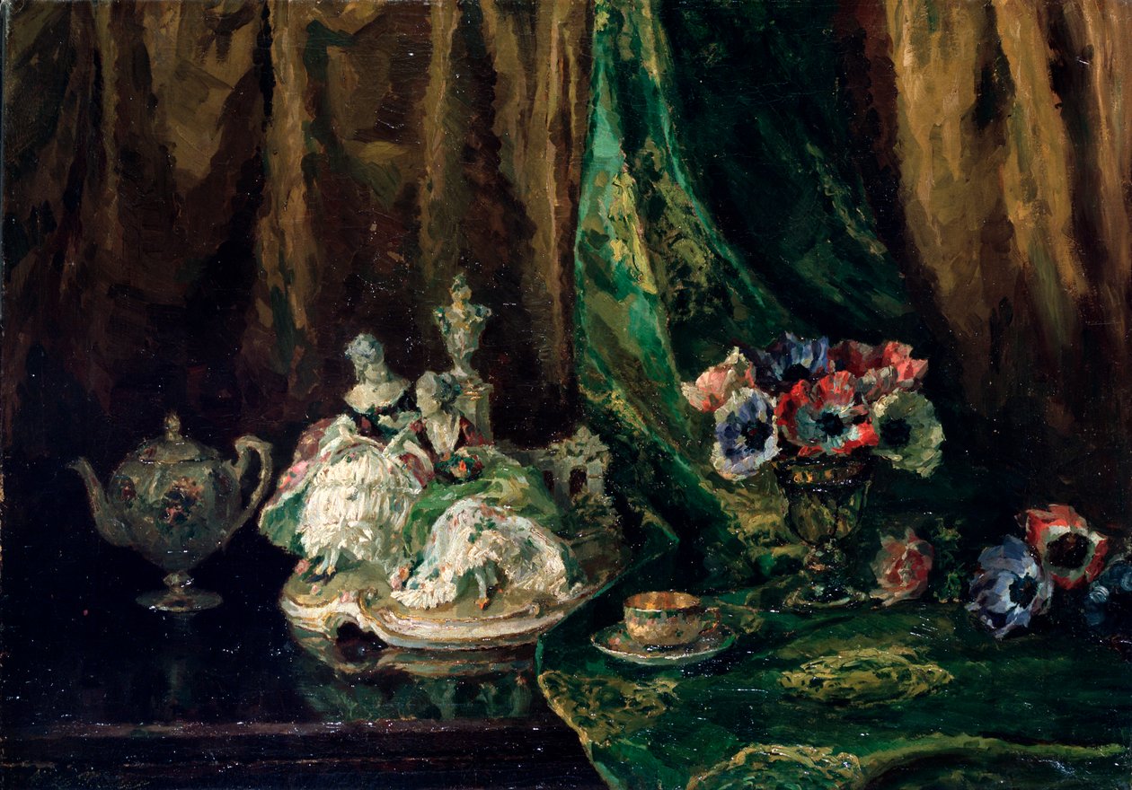 „Csendélet porcelánnal és virágokkal”, XX. század. alkotó: Max Müller