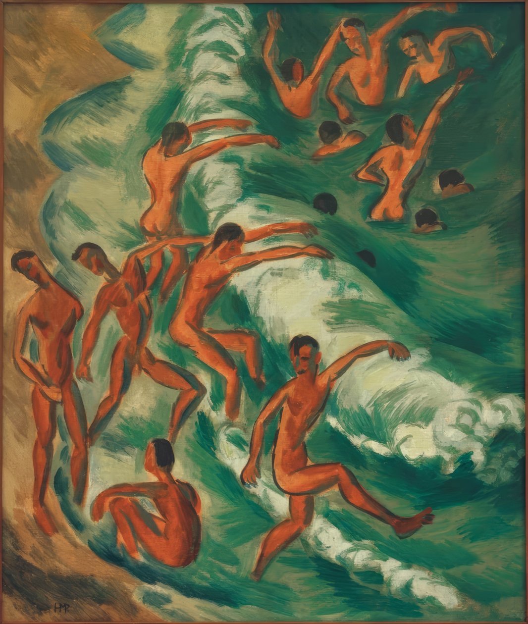 Fürdőző fiúk a hullámokban alkotó: Max Pechstein