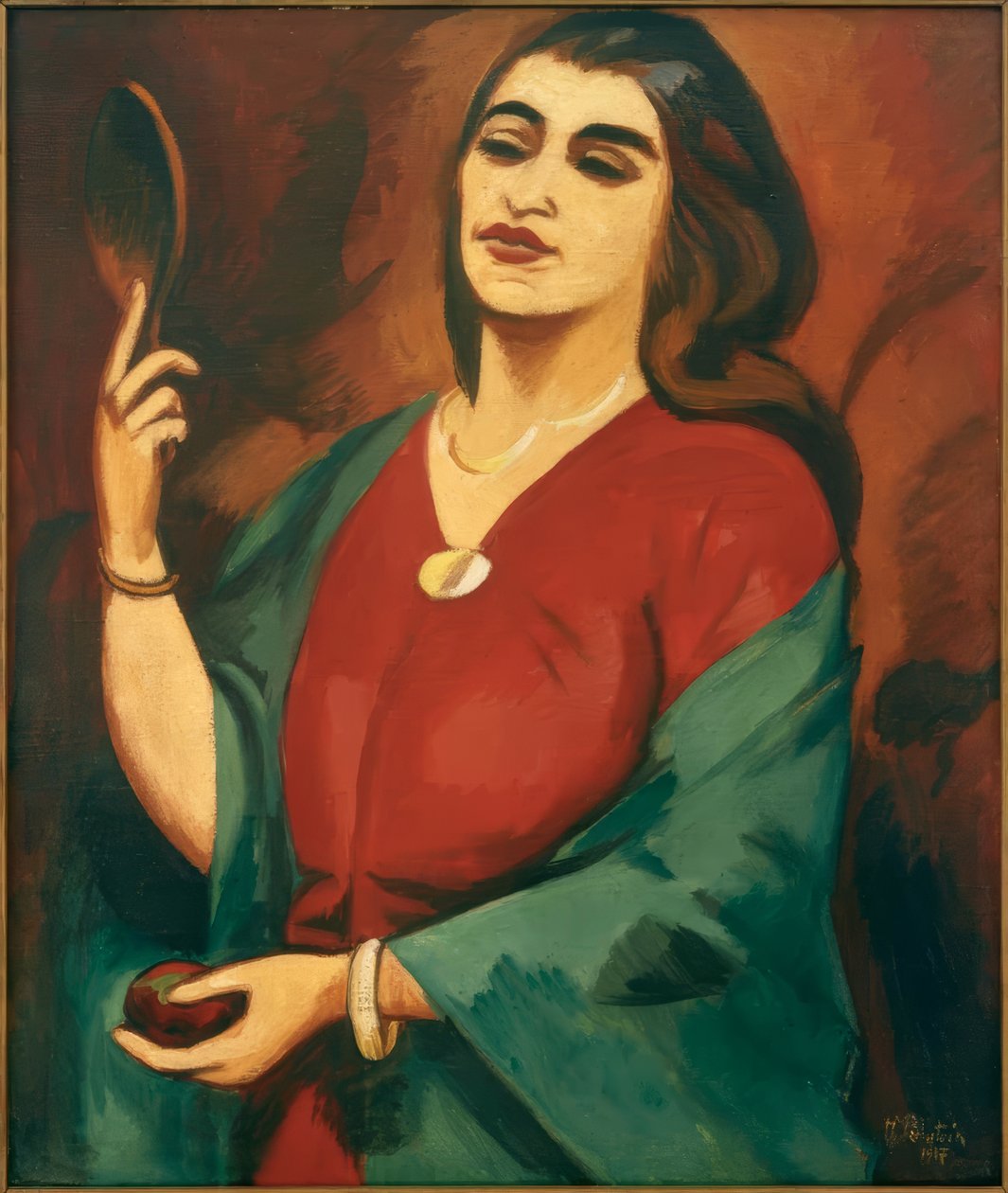 Portré vörösben és zöldben alkotó: Max Pechstein