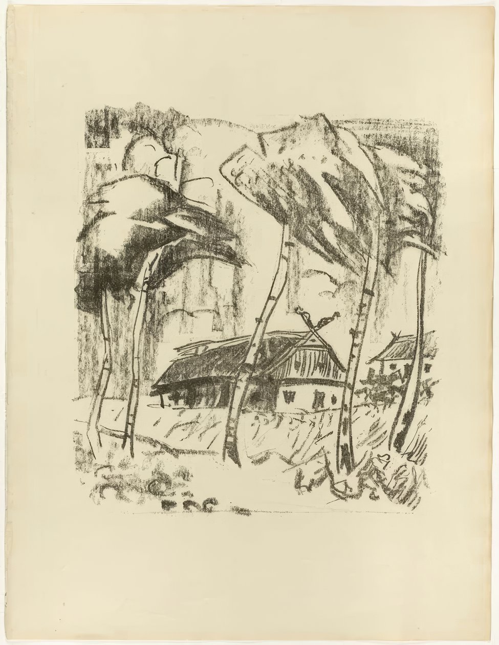 Homestead Birch Trees mögött, a Samland Ode-ból alkotó: Max Pechstein