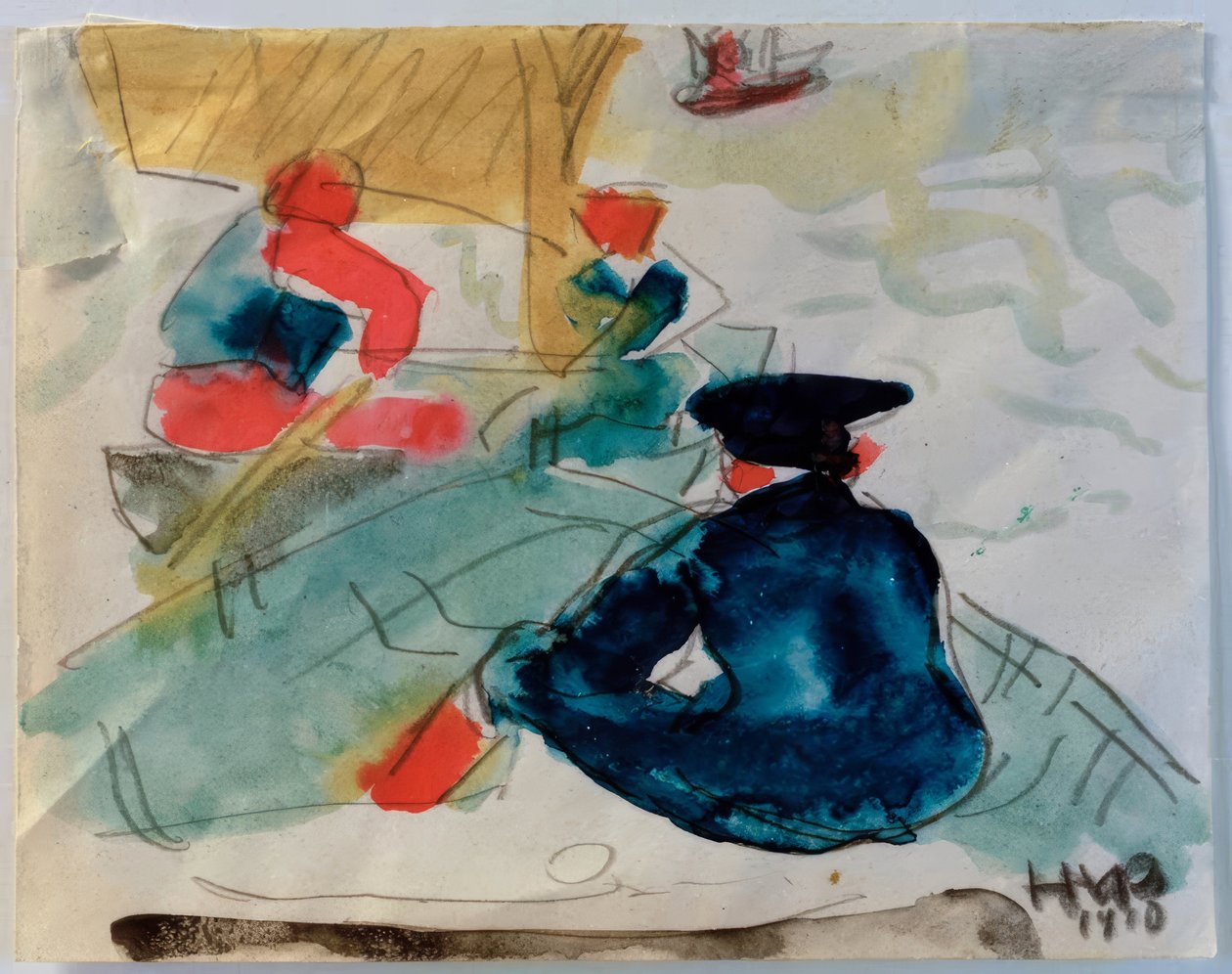 Csónakban ülő halászok alkotó: Max Pechstein