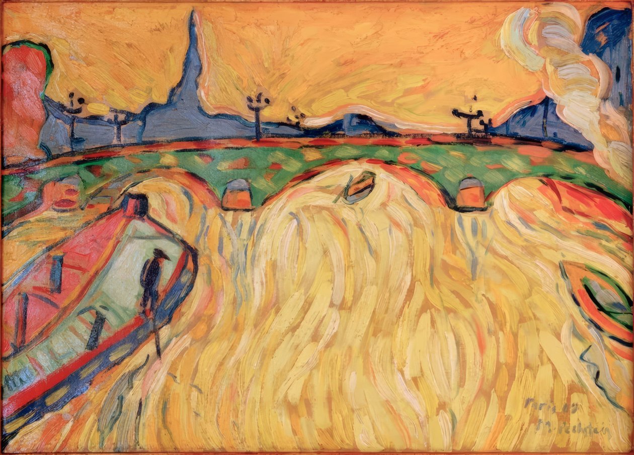 Híddal és teherhajókkal alkotó: Max Pechstein