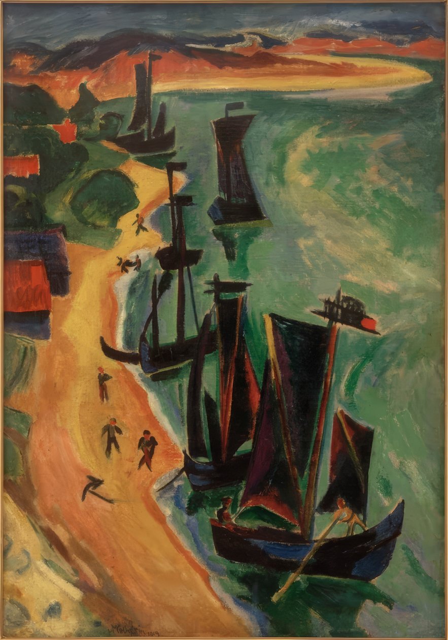 Visszatért csónakok alkotó: Max Pechstein