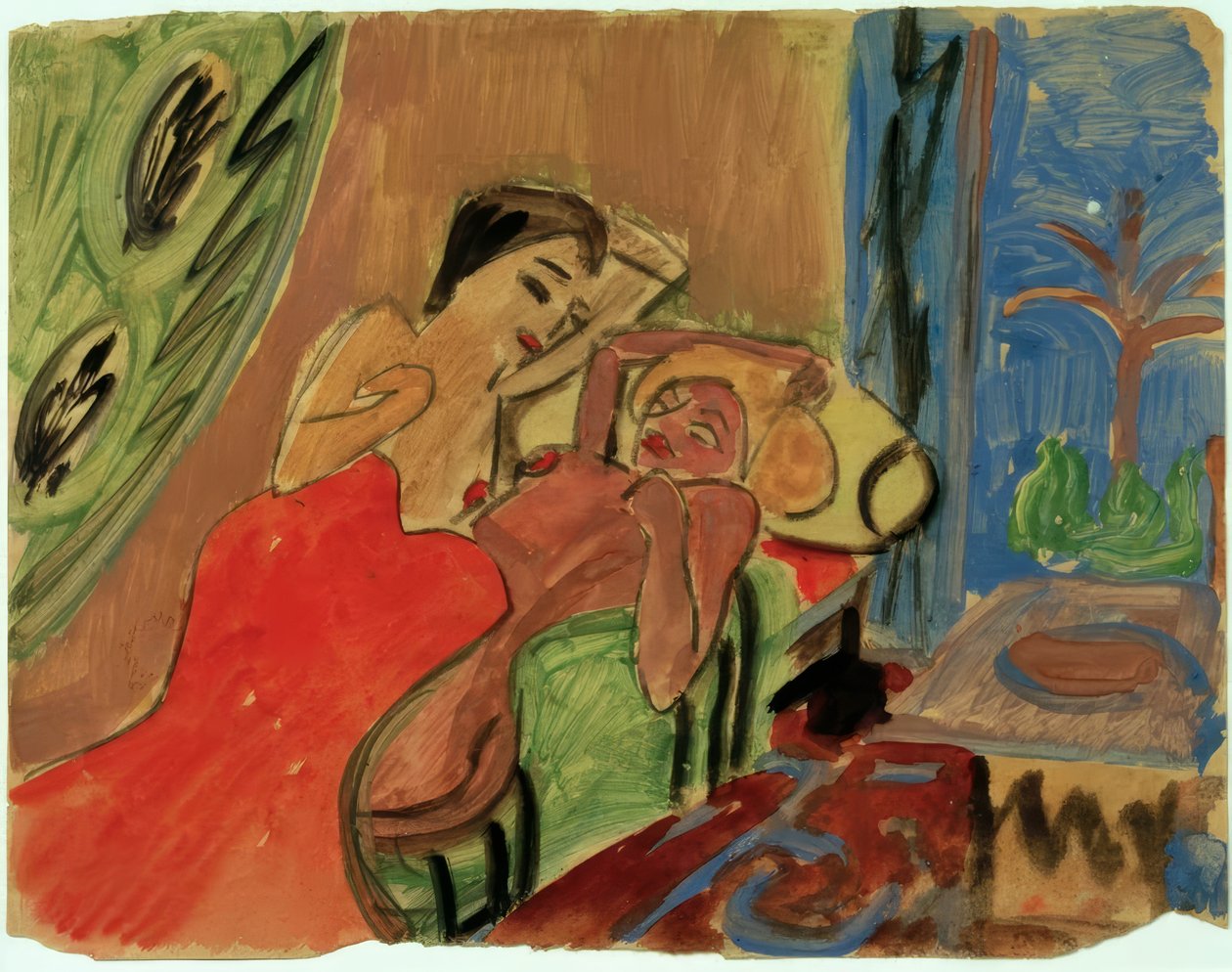 Két fekvő akt alkotó: Max Pechstein