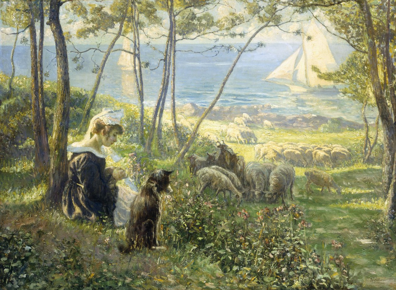 Nyári nap a tenger mellett (olaj, vászon) alkotó: Max Silbert