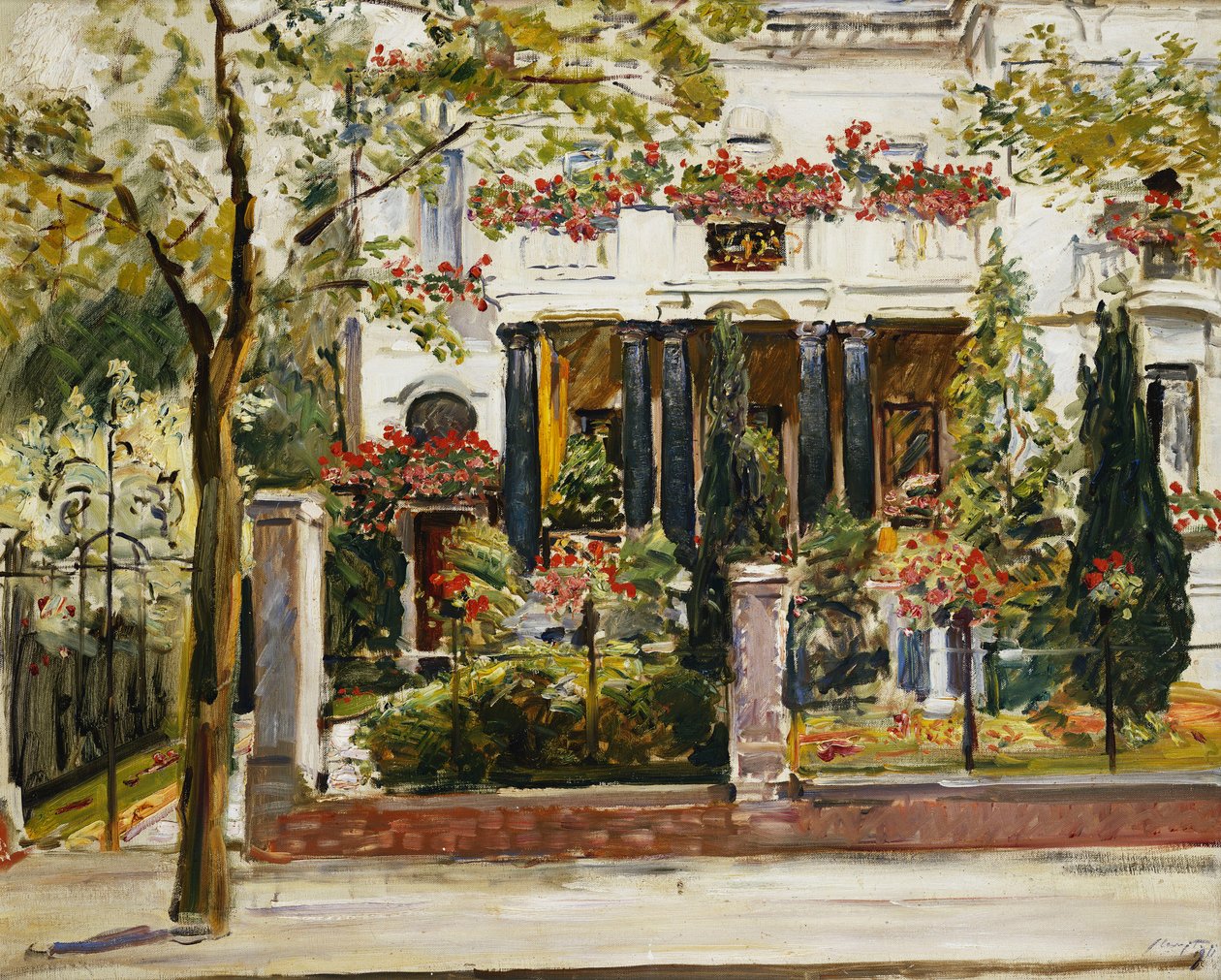 A berlini Steinbart-villa előkertje; Steinbart berlini villájának előkertje, 1911 alkotó: Max Slevogt