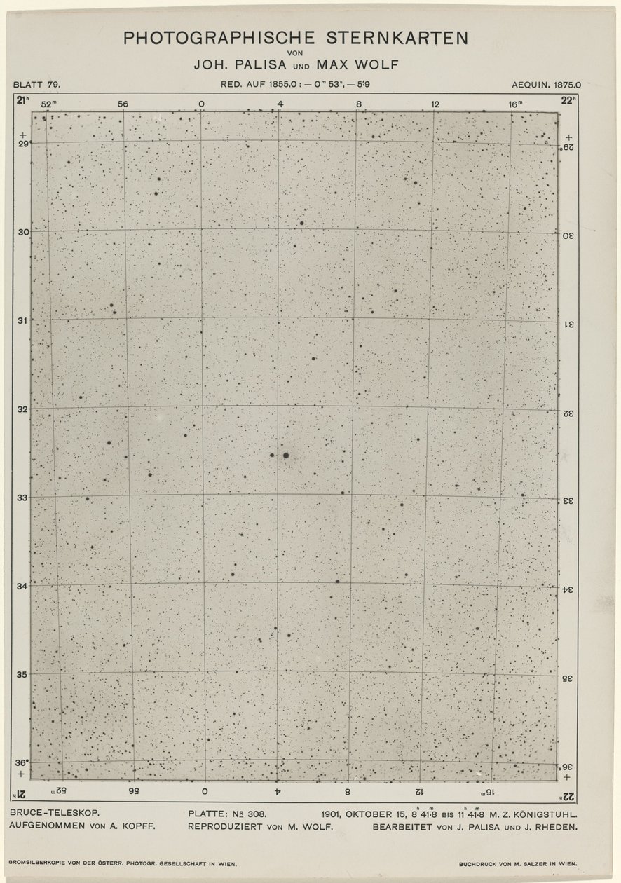 Fényképészeti csillagtérképek (1901. október 15.) alkotó: Max Wolf and Joh. Palisa