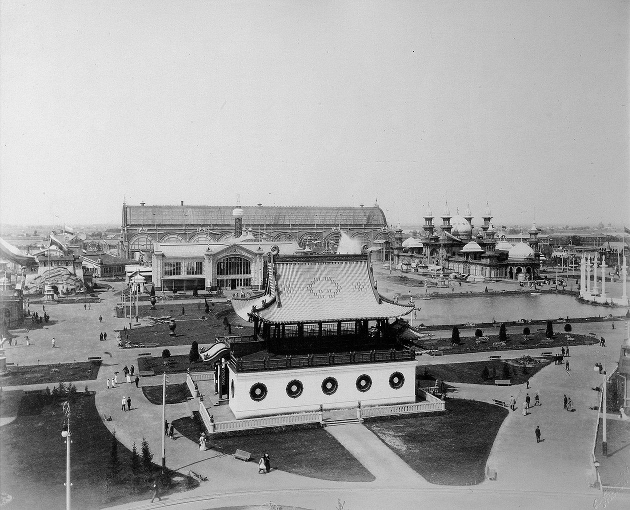 Általános nézet, az összoroszországi kiállítás, Nyizsnyij Novgorod, Oroszország, 1896. alkotó: Maxim Dmitriev