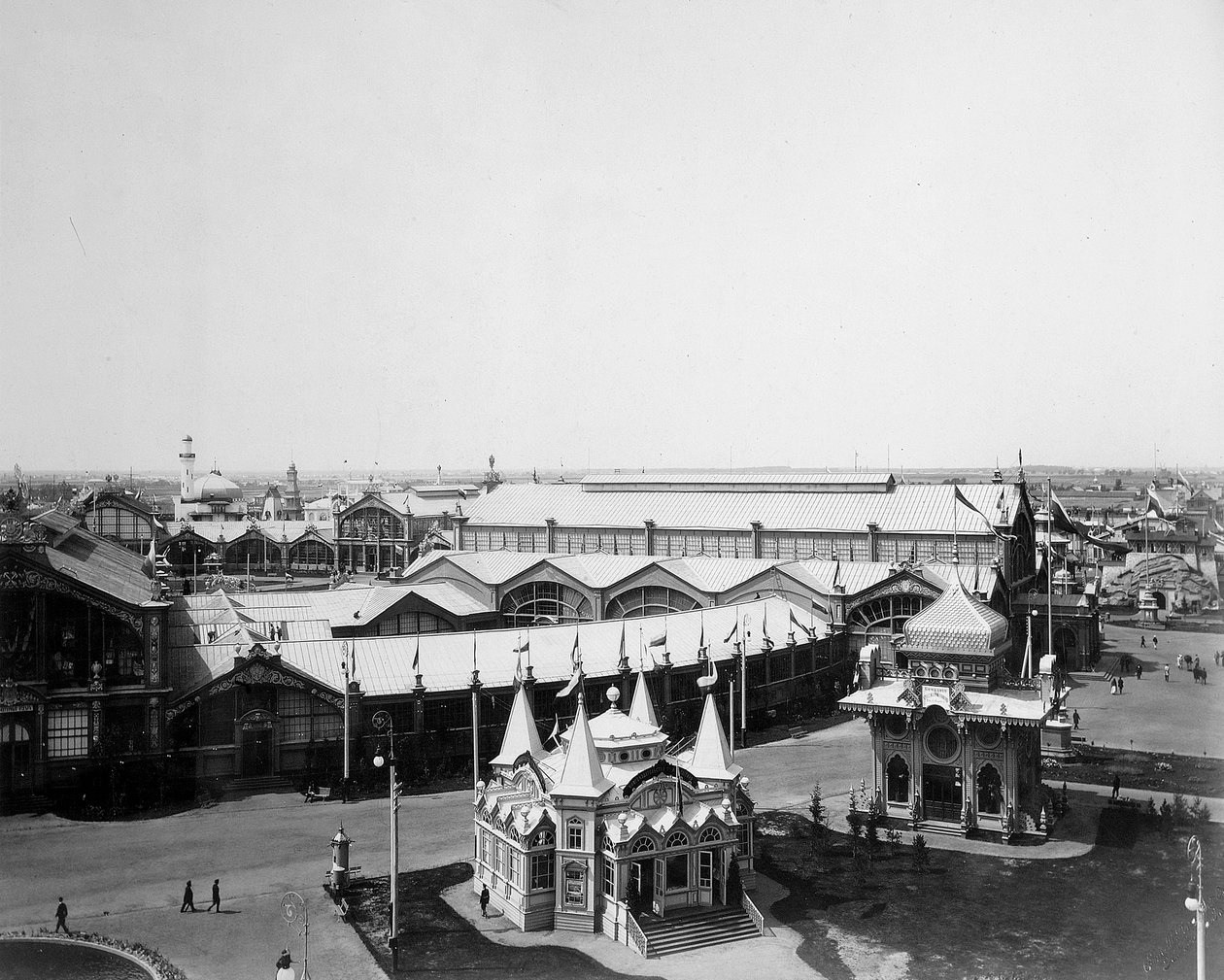 Általános nézet, az összoroszországi kiállítás, Nyizsnyij Novgorod, Oroszország, 1896. alkotó: Maxim Dmitriev