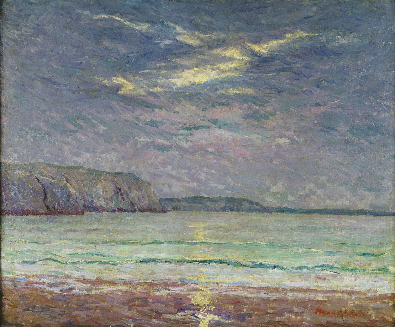 Sziklák lenyugvó nappal alkotó: Maxime Emile Louis Maufra