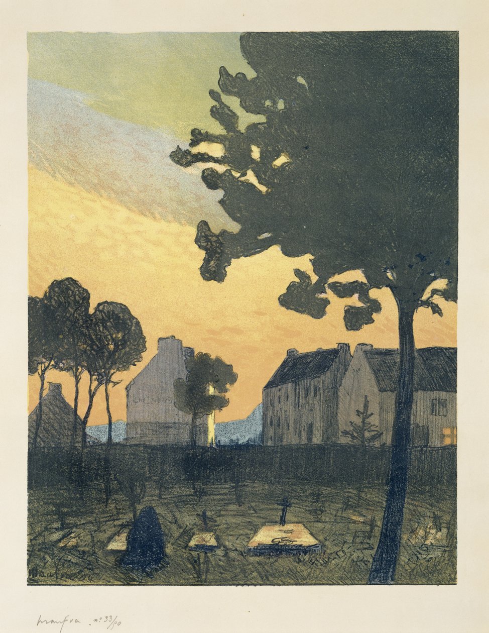 Paysage au soir (Éjszakai tájkép), 1894 (színes litográfia, vászonpapír) alkotó: Maxime Emile Louis Maufra