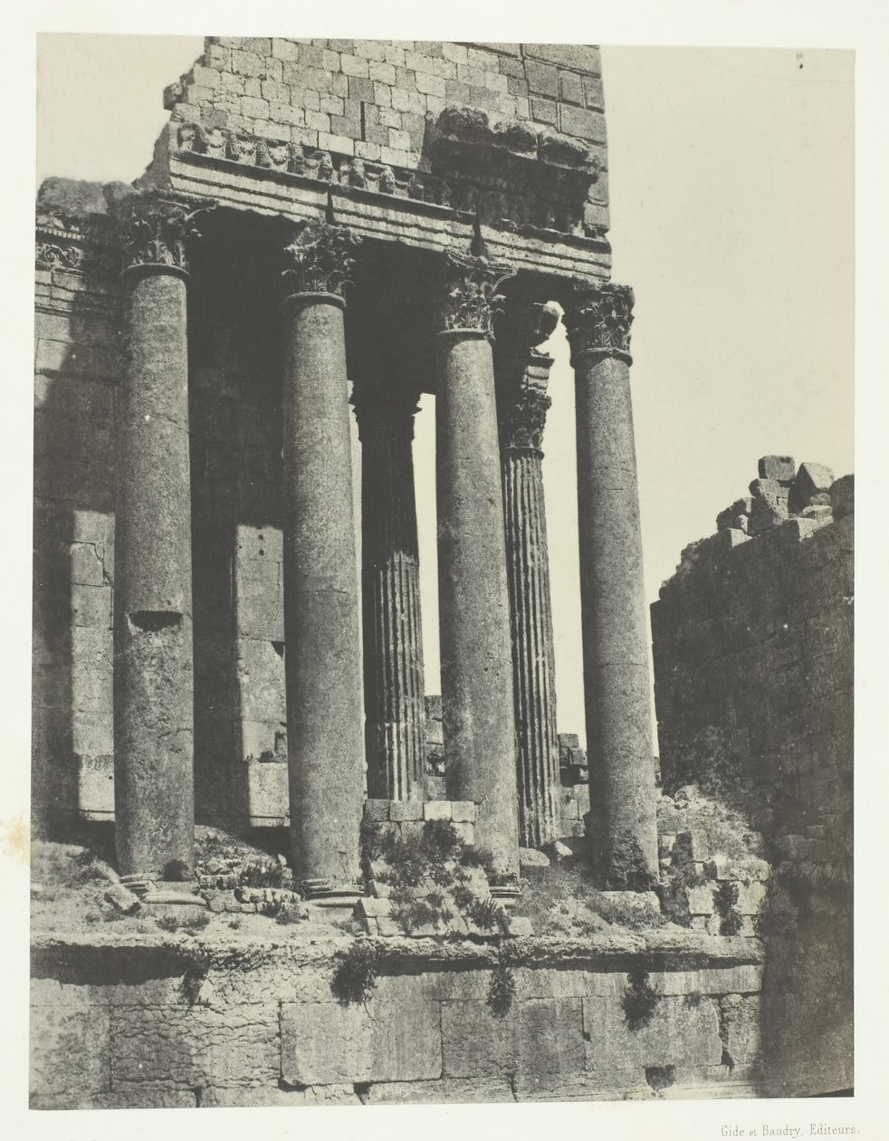 Baalbeck Heliopolis, Jupiter temploma, kilátás délkeleti szögből, Szíria, 184951, nyomtatva 1852. alkotó: Maxime Du Camp