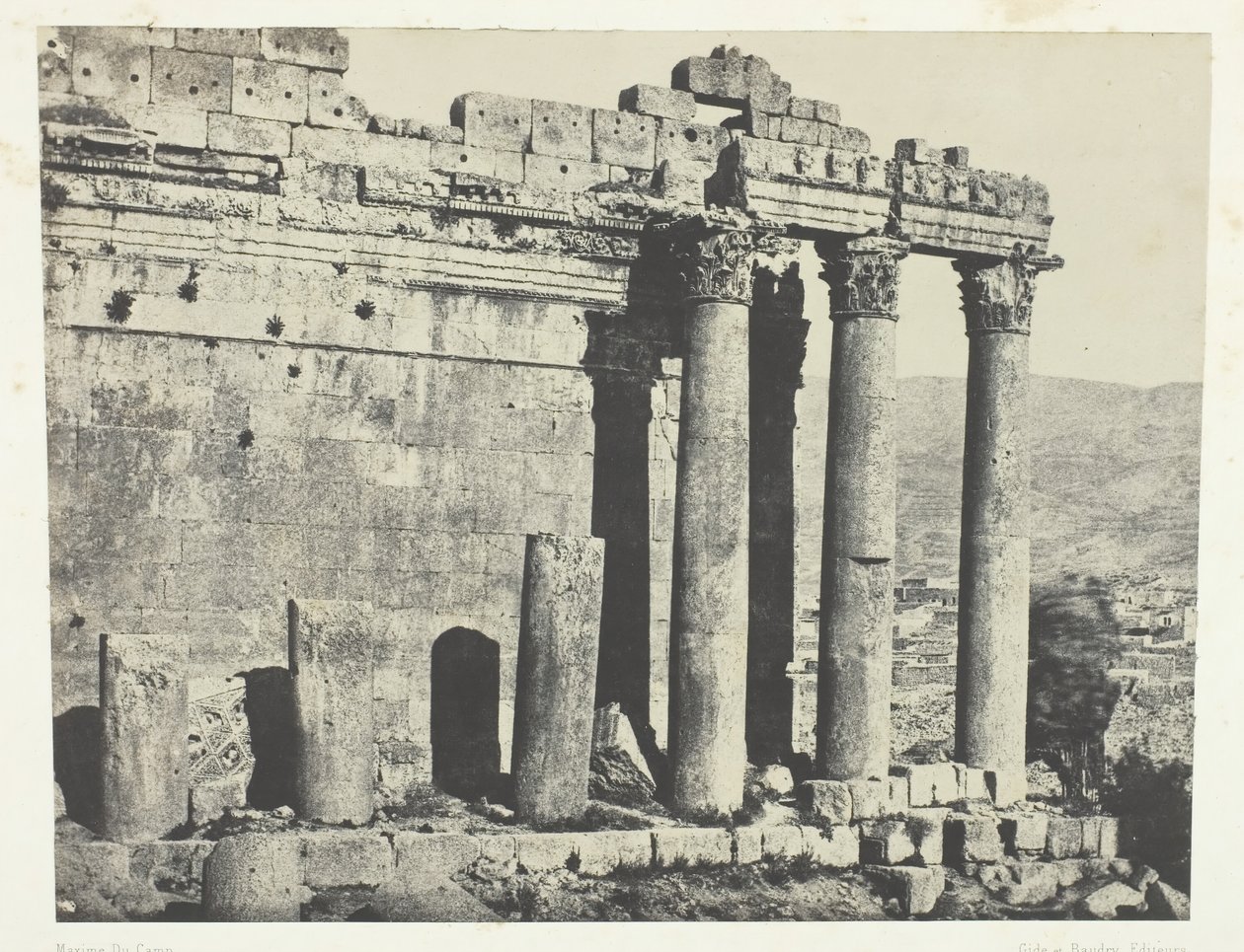 Baalbeck Heliopolis, Jupiter temploma, nyugati homlokzat, Szíria, 184951, nyomtatva 1852. alkotó: Maxime Du Camp