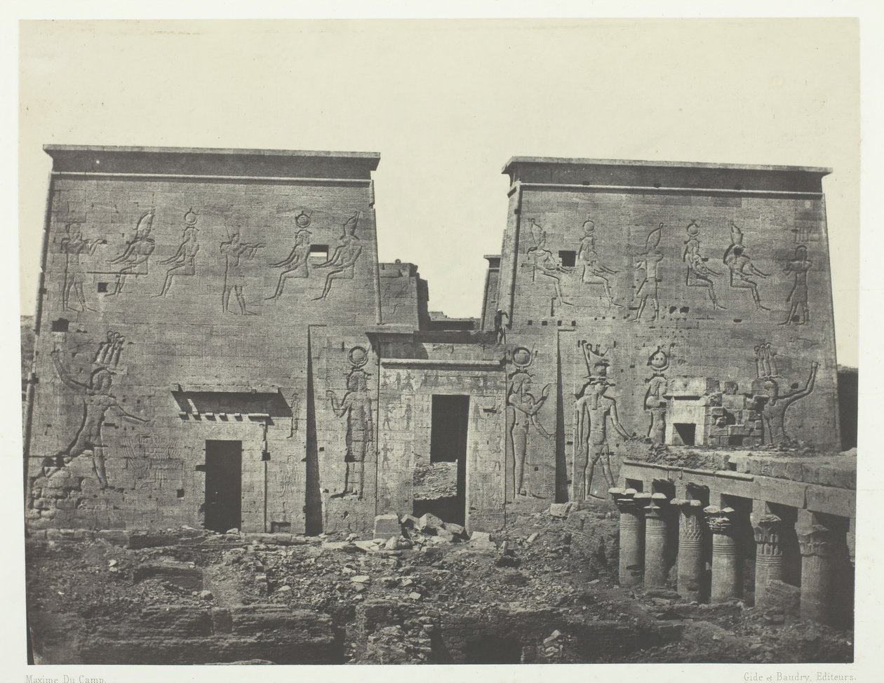 Drômos et Philônes, Ízisz nagy temploma Pilônes-ben, Núbia, 184951, nyomtatva 1852-ben. alkotó: Maxime Du Camp