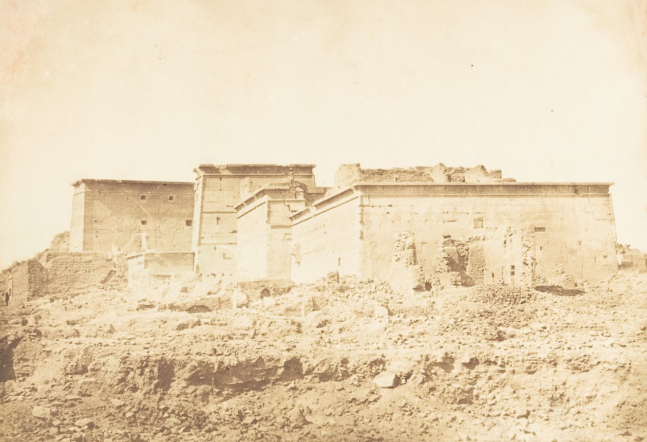 Ízisz templomának komplexuma Philae-ban – Kilátás északról, 1850. április. alkotó: Maxime Du Camp