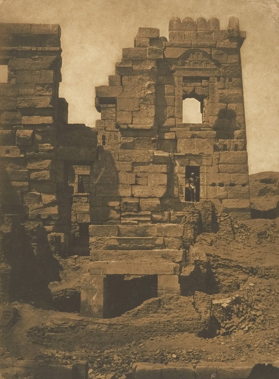 A Rhamses-Meiamoun Gyneceum, Medinet-Habou palota oldalsó homlokzata, Théba, 1849-50. alkotó: Maxime Du Camp